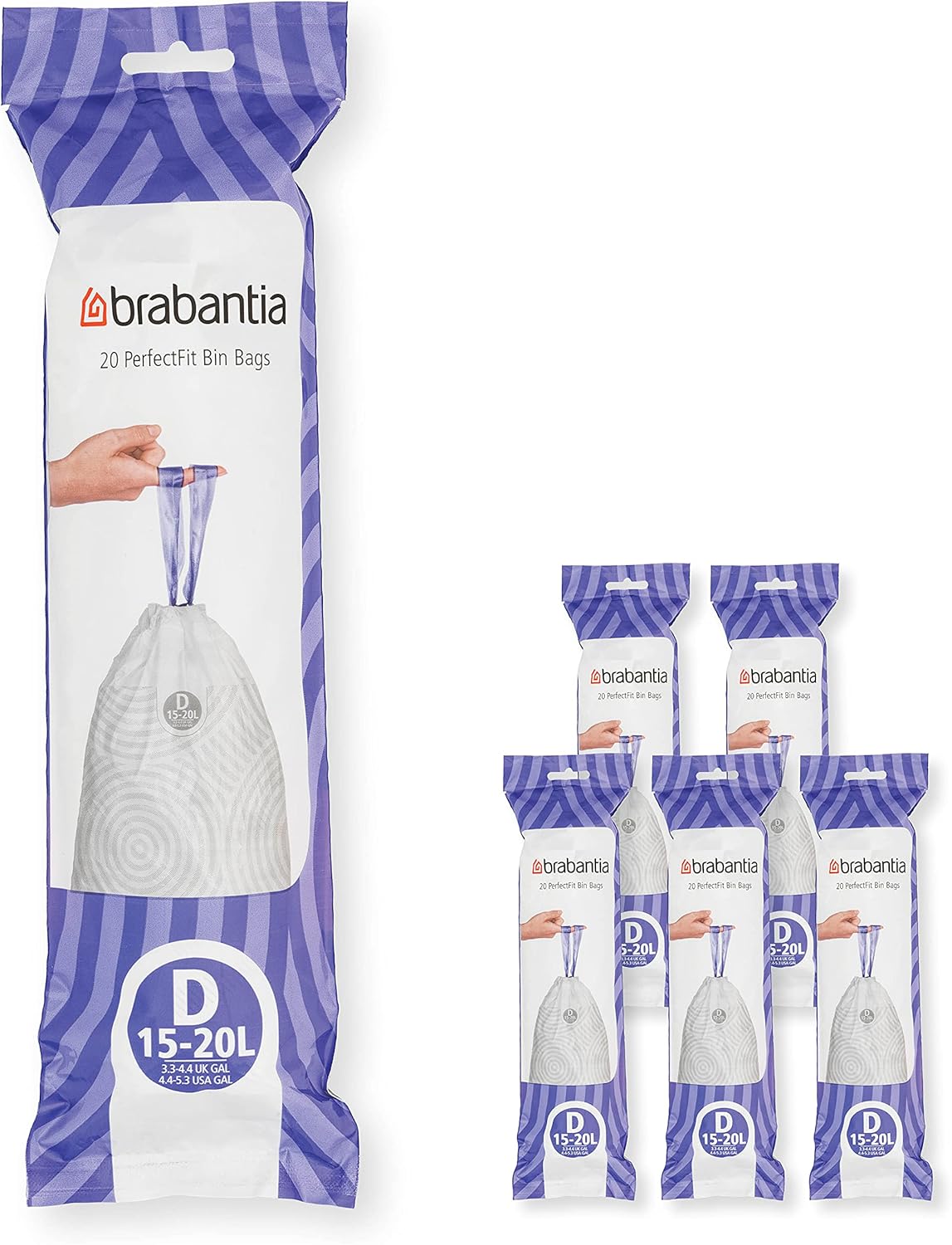 Brabantia - PerfectFit Bin Liners Multipack (Size D/15-20 Litre) Thick Plastic