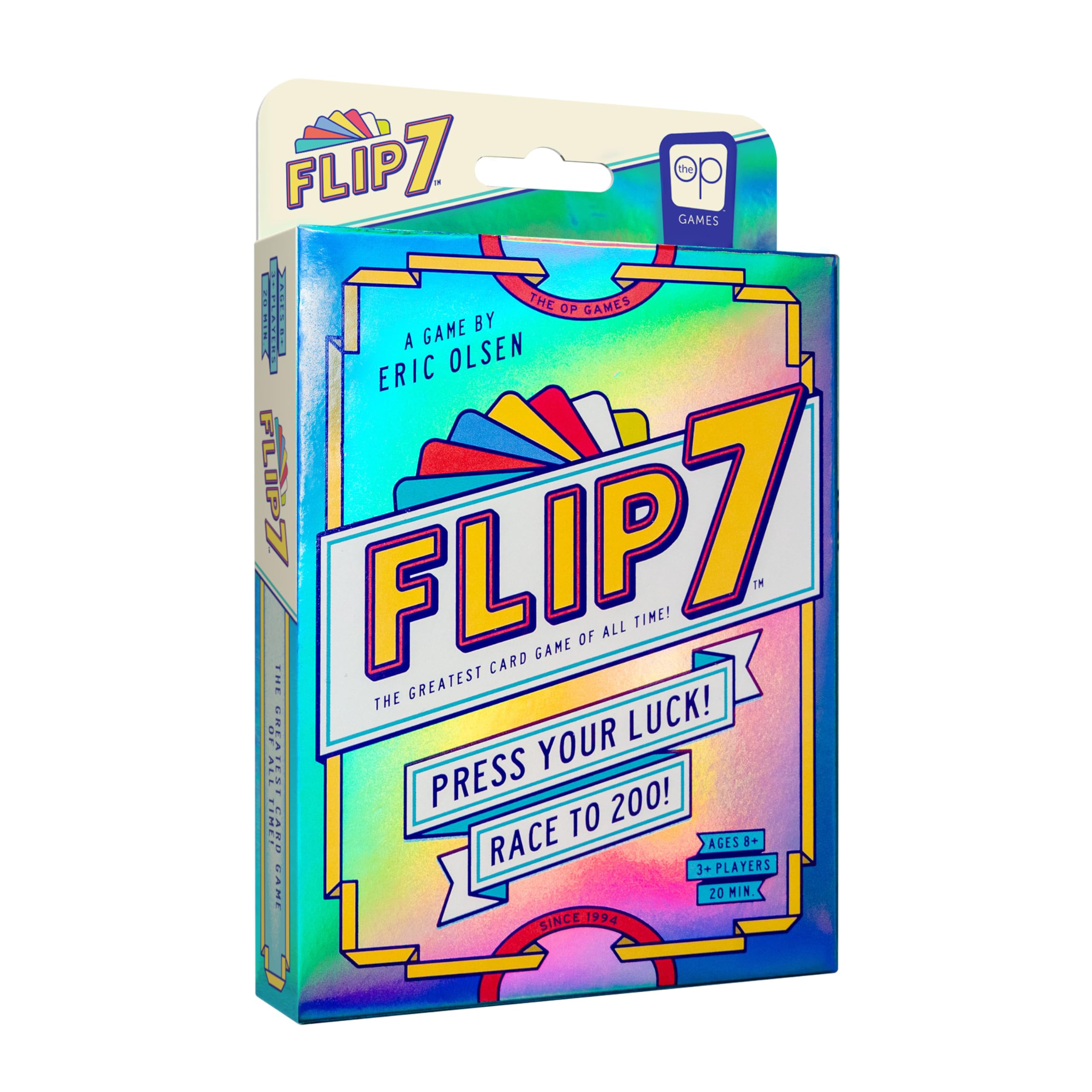USAopoly Flip 7-Kartenspiel für 3+ Spieler, ab 8 Jahren, 20 Minuten Spielzeit