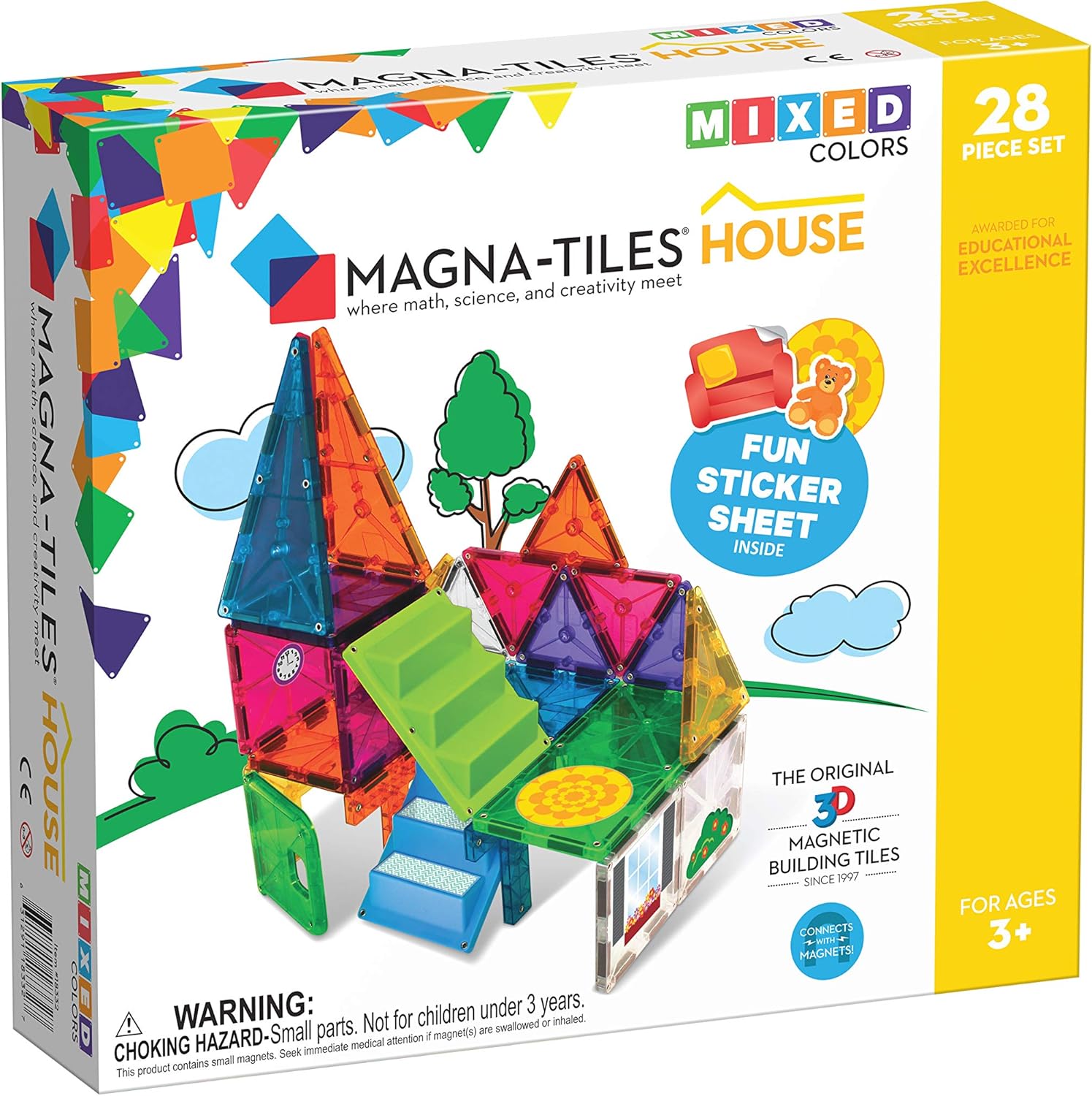 Magna-Tiles House 28 Piece Set - 3D Magnetic Building Tiles for Kids 3+