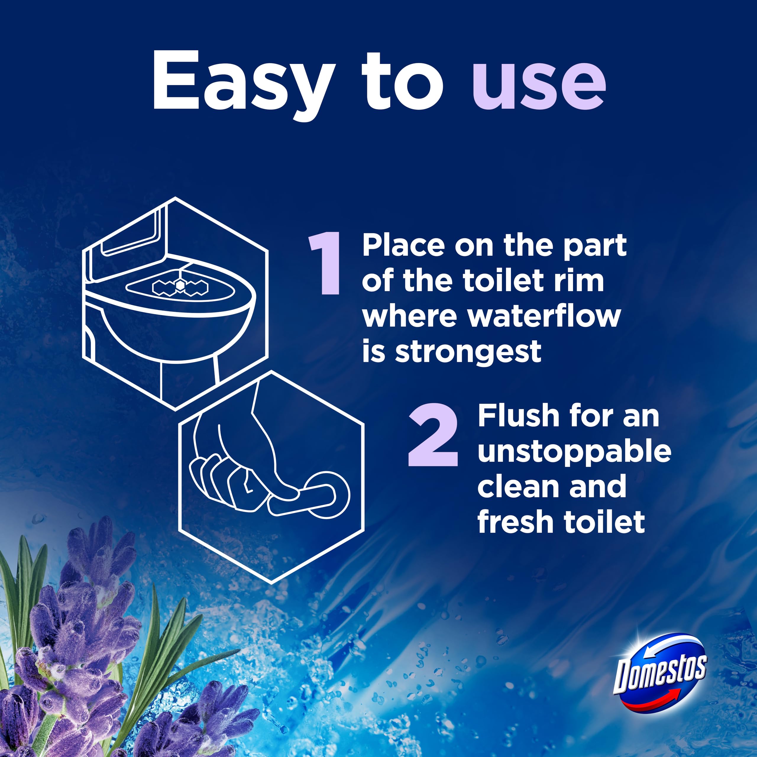 Domestos - Power 5 Lavender Toilet Rim Blocks 2x 50 g