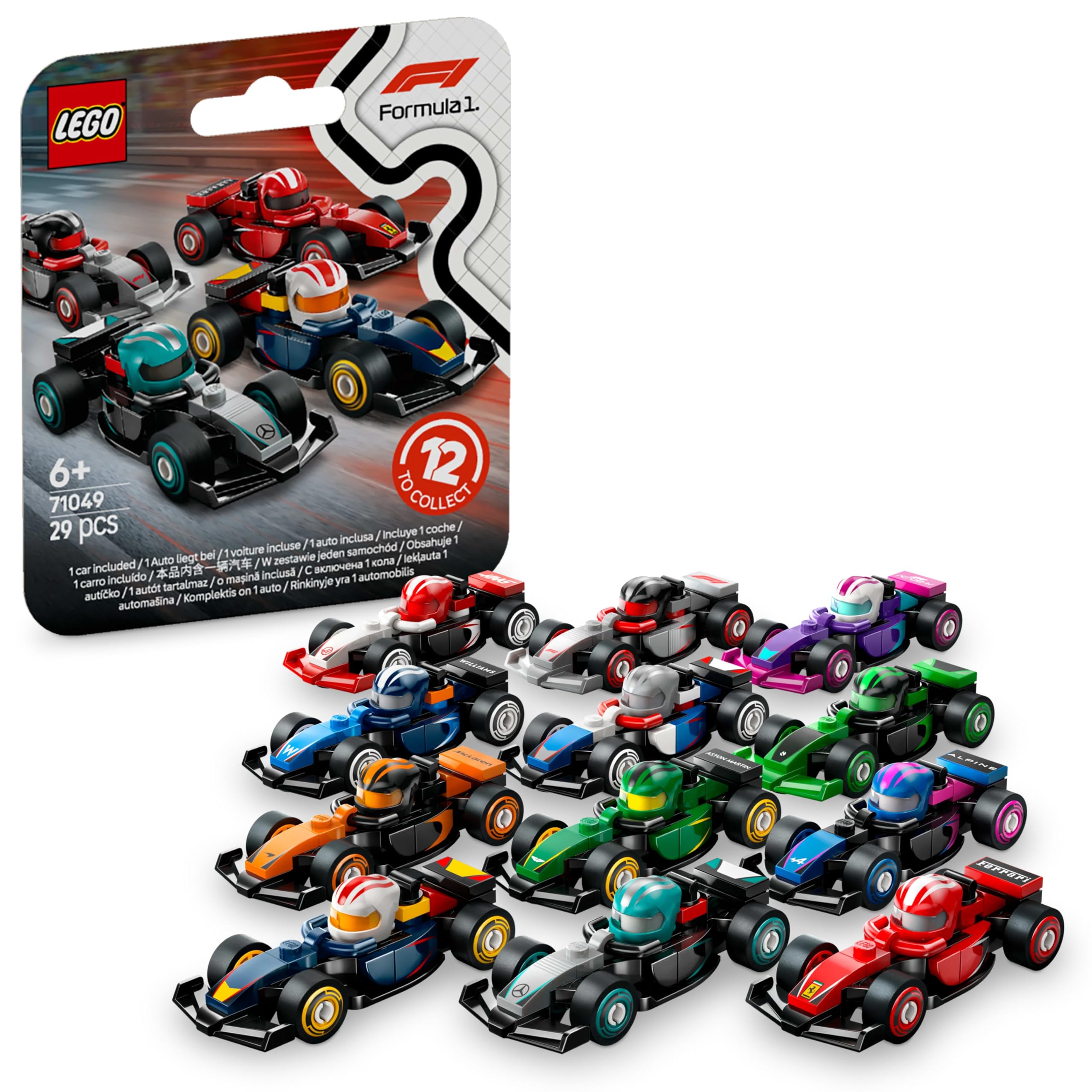 LEGO F1 Rennwagen zum Sammeln – 1 von 12 Mini-Baumodellen mit beweglichen Rädern für Kinder ab 6 Jahren