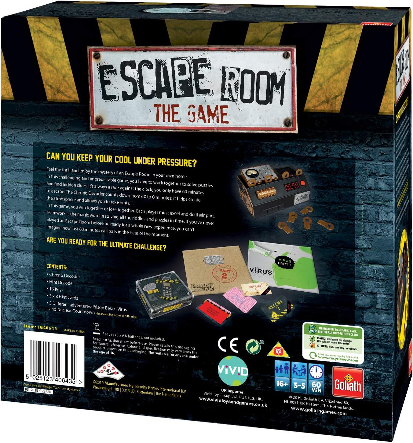 Goliath Games Escape Room: The Game - Vol. 1 | 3 Thrilling Escape Room Challenges for Home Play