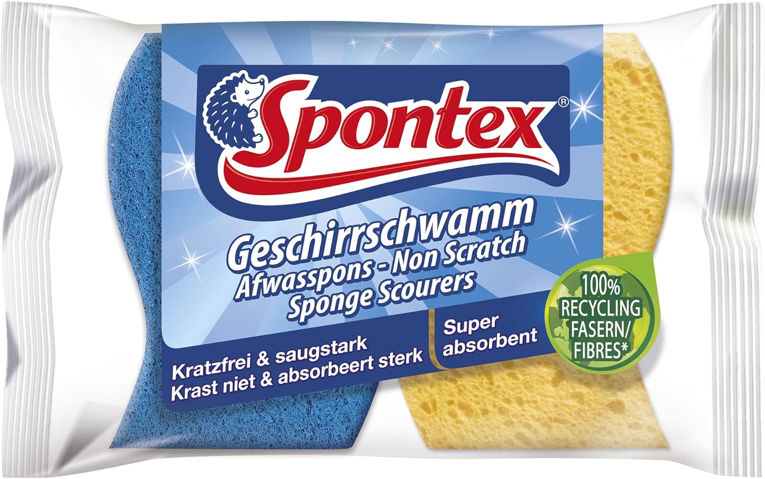 Spontex Kratzfeste, super saugfähige Topfreinigerschwämme, 2er-Packung, Gelb