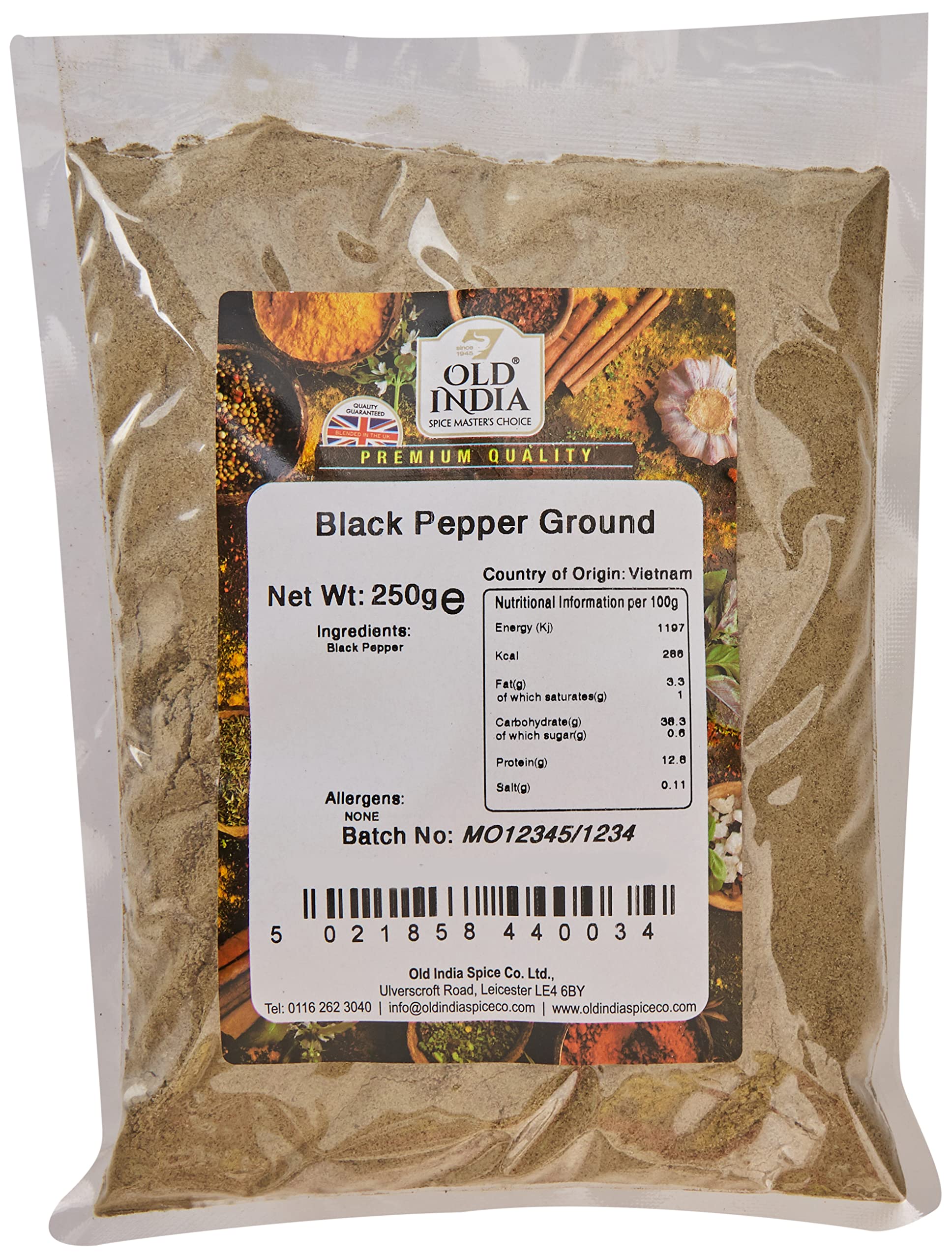 Old India Schwarzer Pfeffer gemahlen 250g