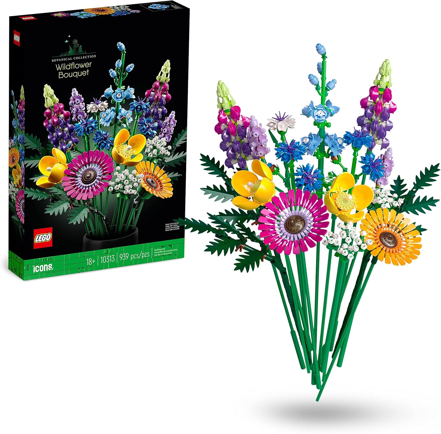 LEGO Icons Wildblumenstrauß 10313 – Bauset für Erwachsene mit 8 Blumenarten
