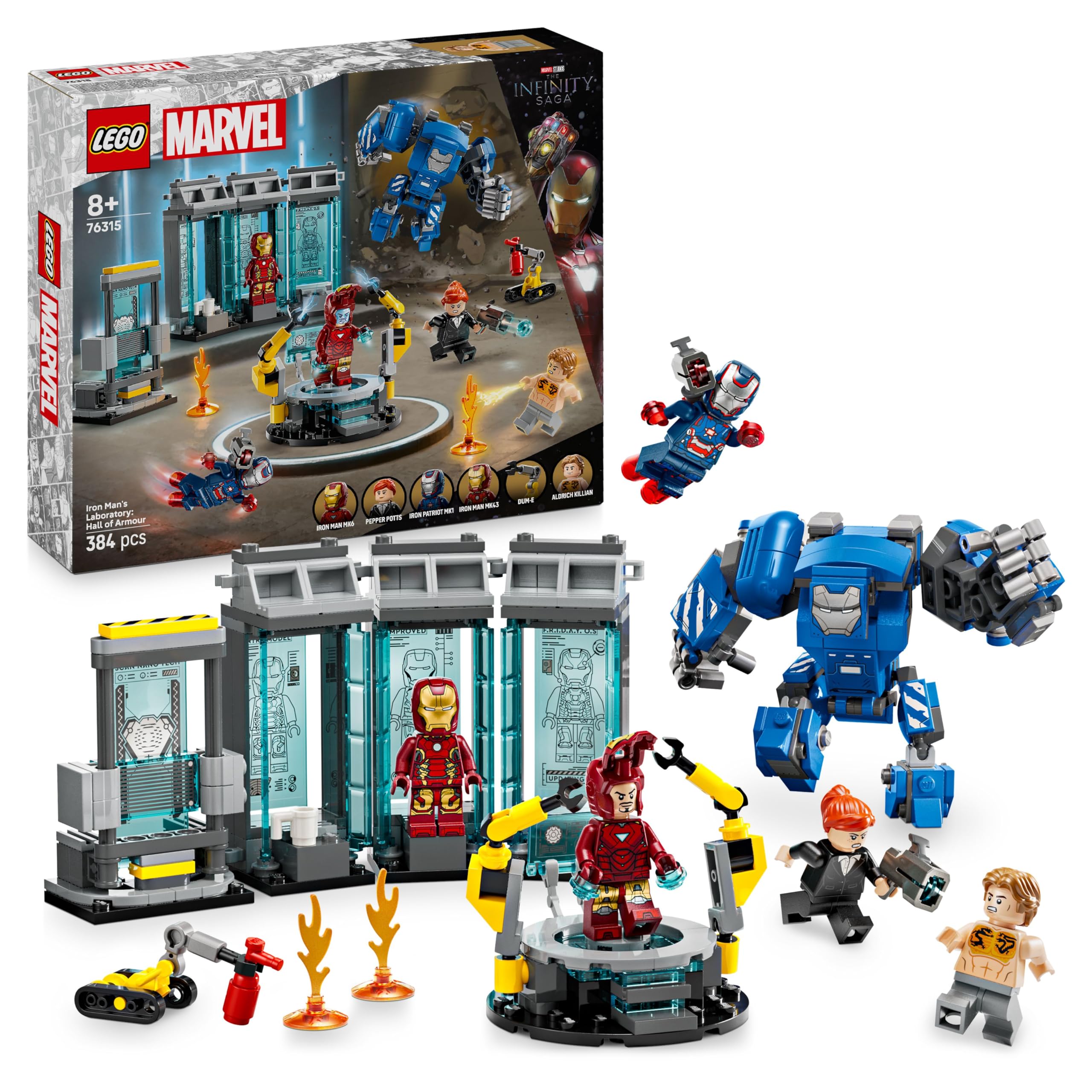 LEGO Marvel Iron Man’s Laboratory: Hall of Armour - Super Hero Building Toy Set for Ages 8+