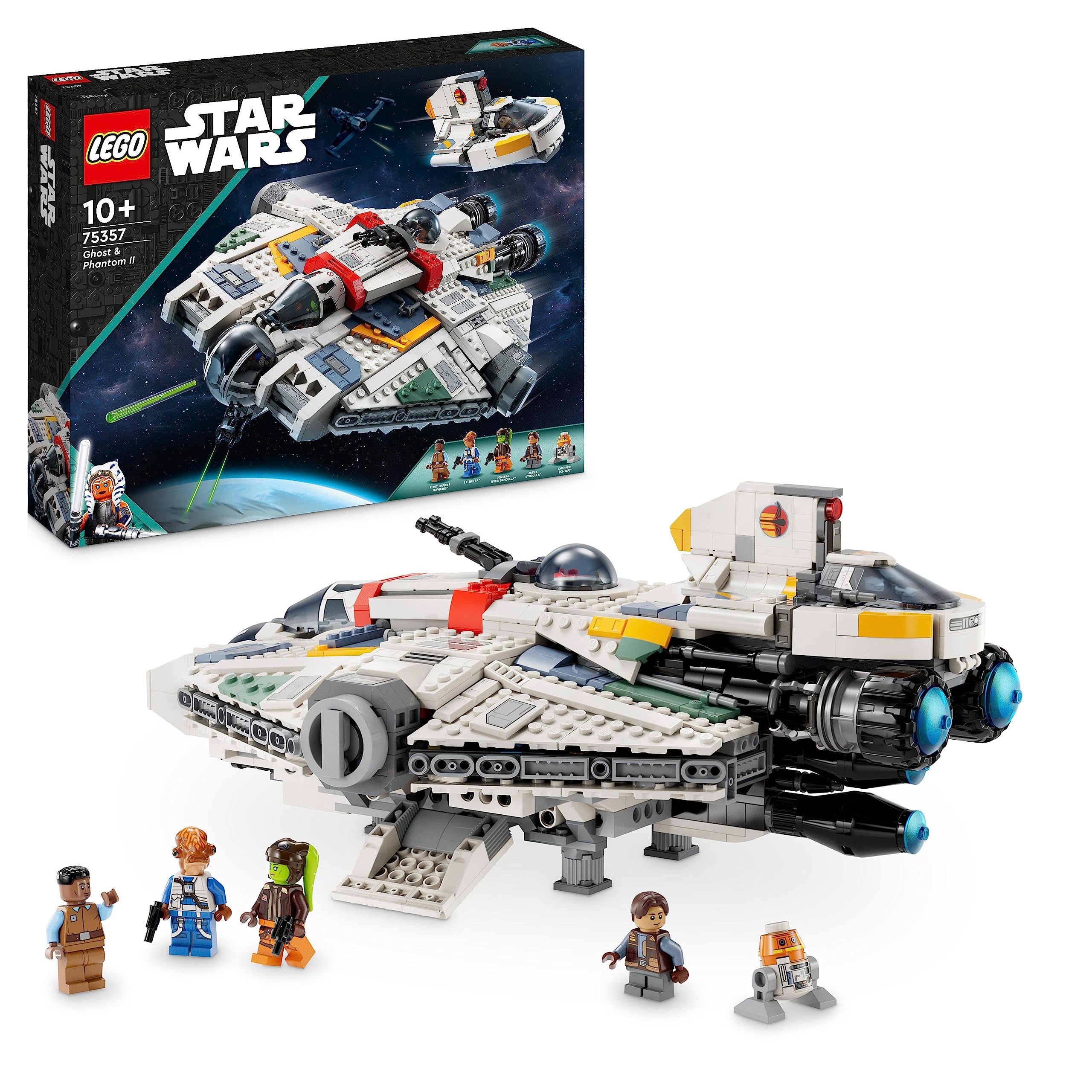 LEGO 75357 Star Wars Ghost & Phantom II Set with 2 Brick-Built Ahsoka - Building Toy for Ages 10+