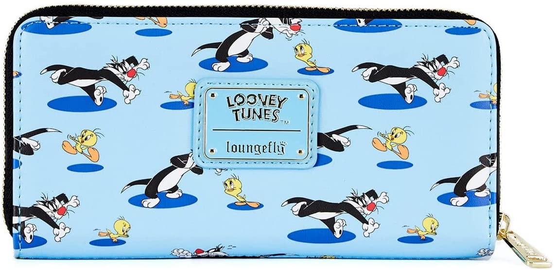 Loungefly Looney Tunes Tweety Bird & Sylvester Zip Wallet Blue NWT