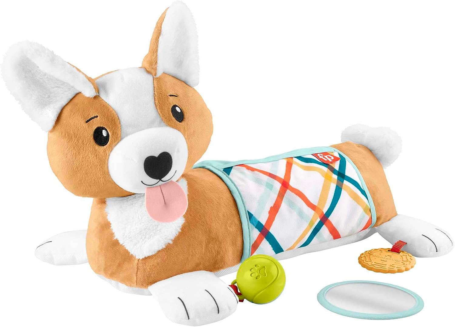 Fisher-Price 3-in-1 Puppy Tummy Time Wedge Plush Support with Rattle