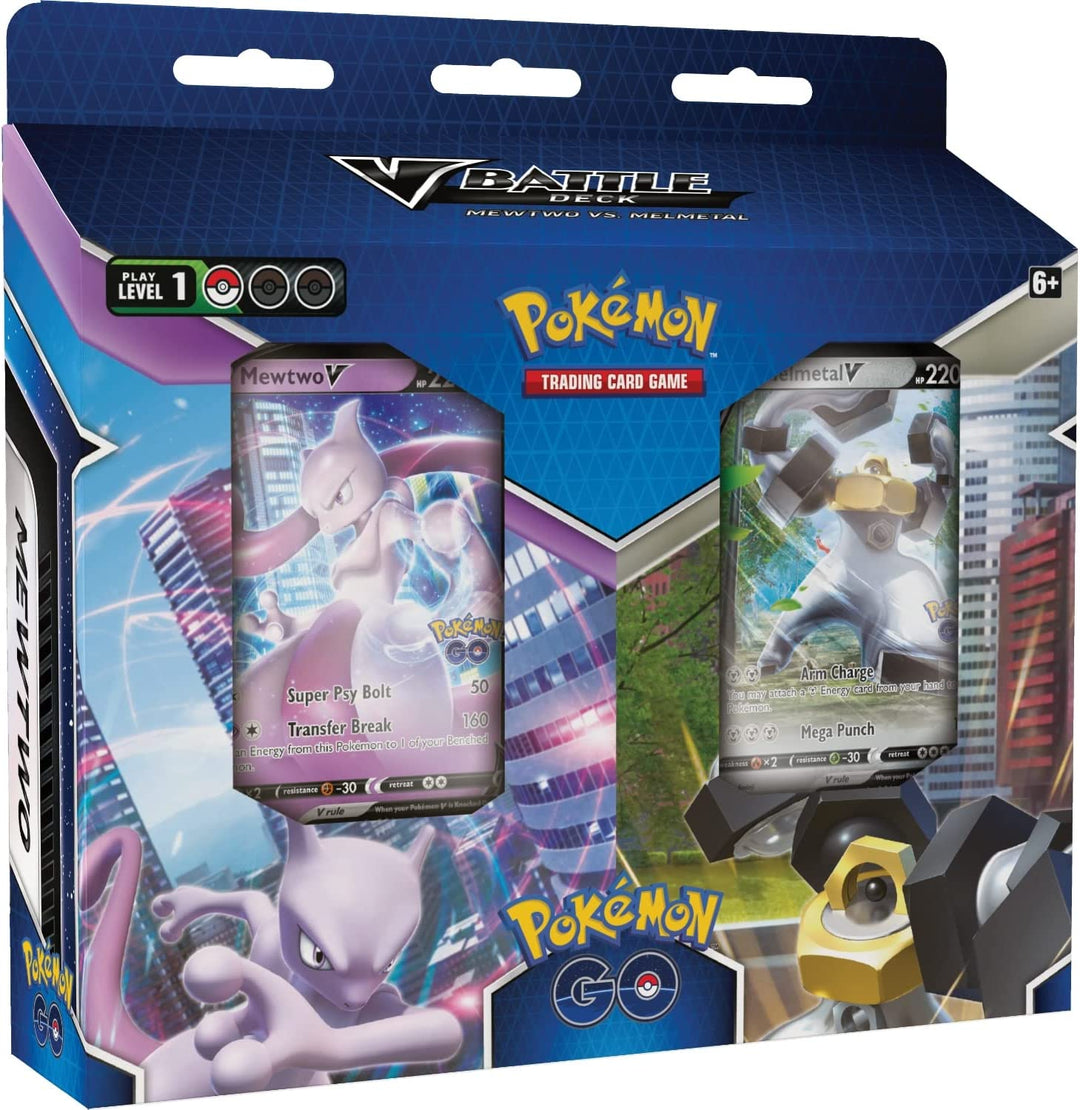 Pokémon TCG: Pokémon GO V Battle Deck Bundle - Mewtwo vs. Melmetal (2 x 60 Card Ready to Play Decks, 2 Pokémon GO booster packs & accessories)