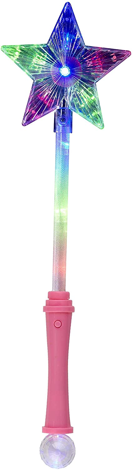 Smiffys 40 cm Star Wand with Disco Ball - Pink