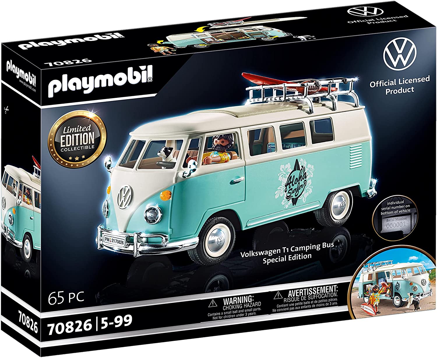 Playmobil 70826 Volkswagen T1 Camping Bus, Light Blue Surfer Van 窶� Yachew