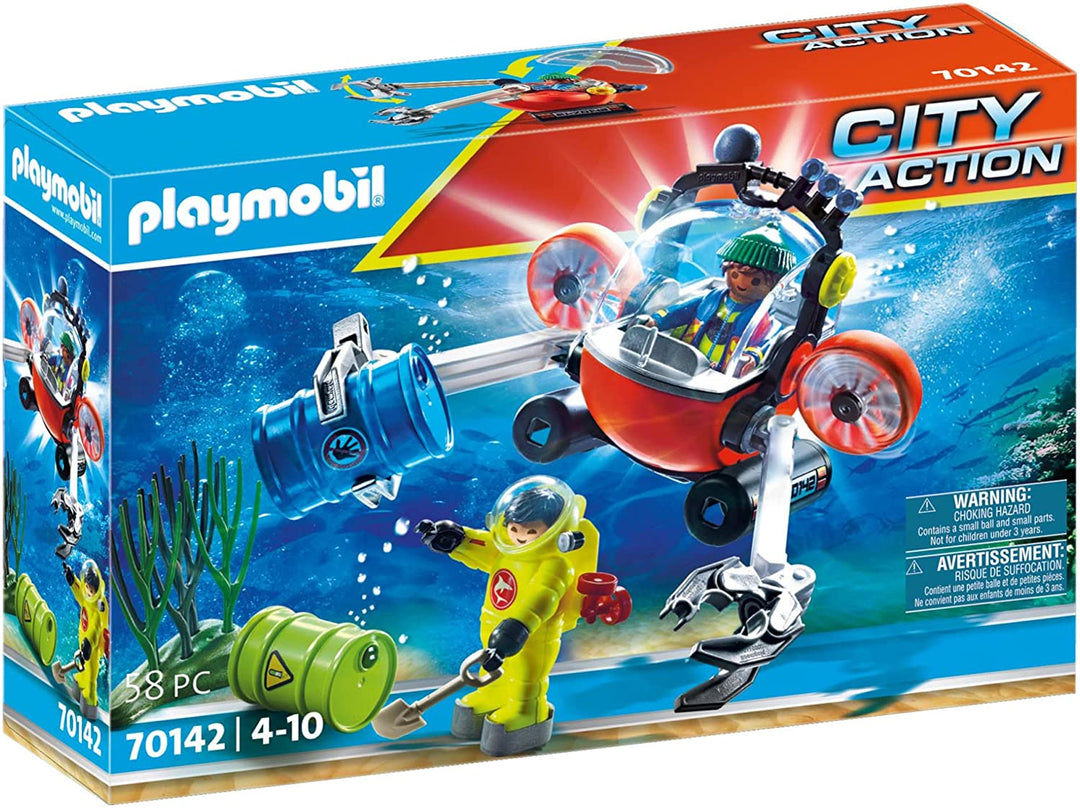 PLAYMOBIL City Action 70142 Sea Rescue: Environmental Expedition with Dive Boat,