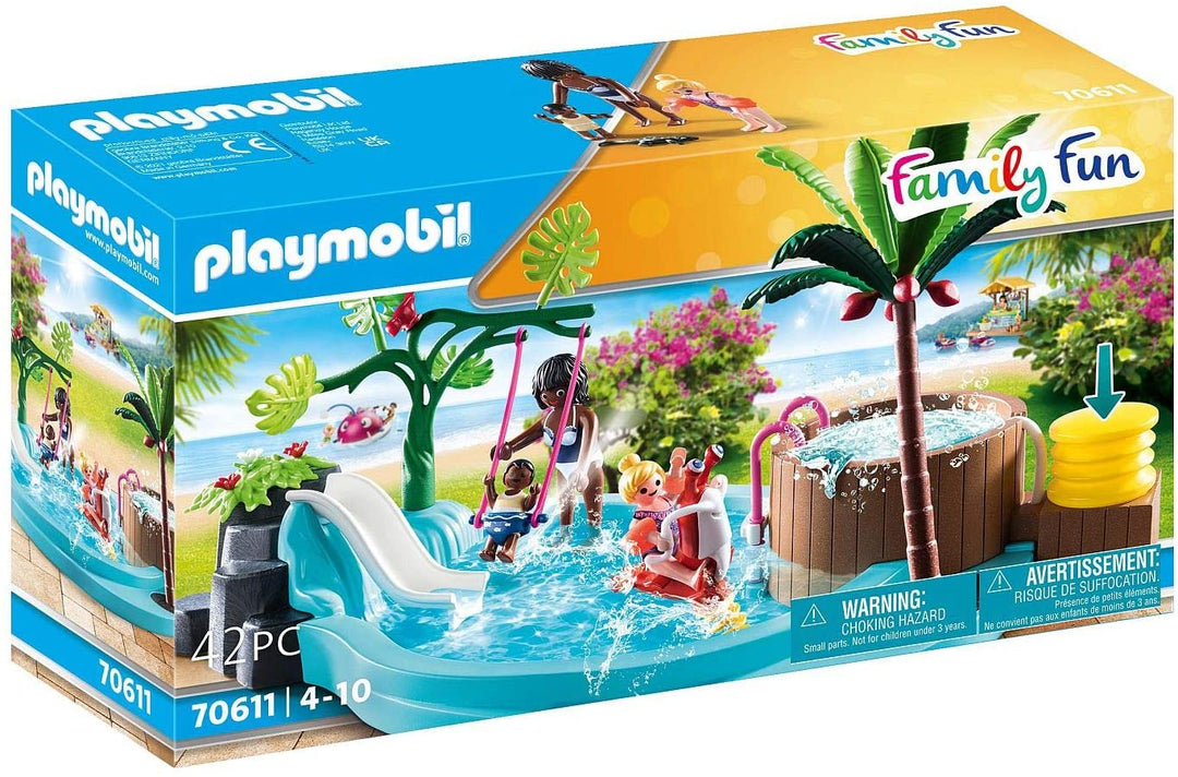 PLAYMOBIL Family Fun 70611 Children's Pool with Slide, Water Toy, For ages 4+