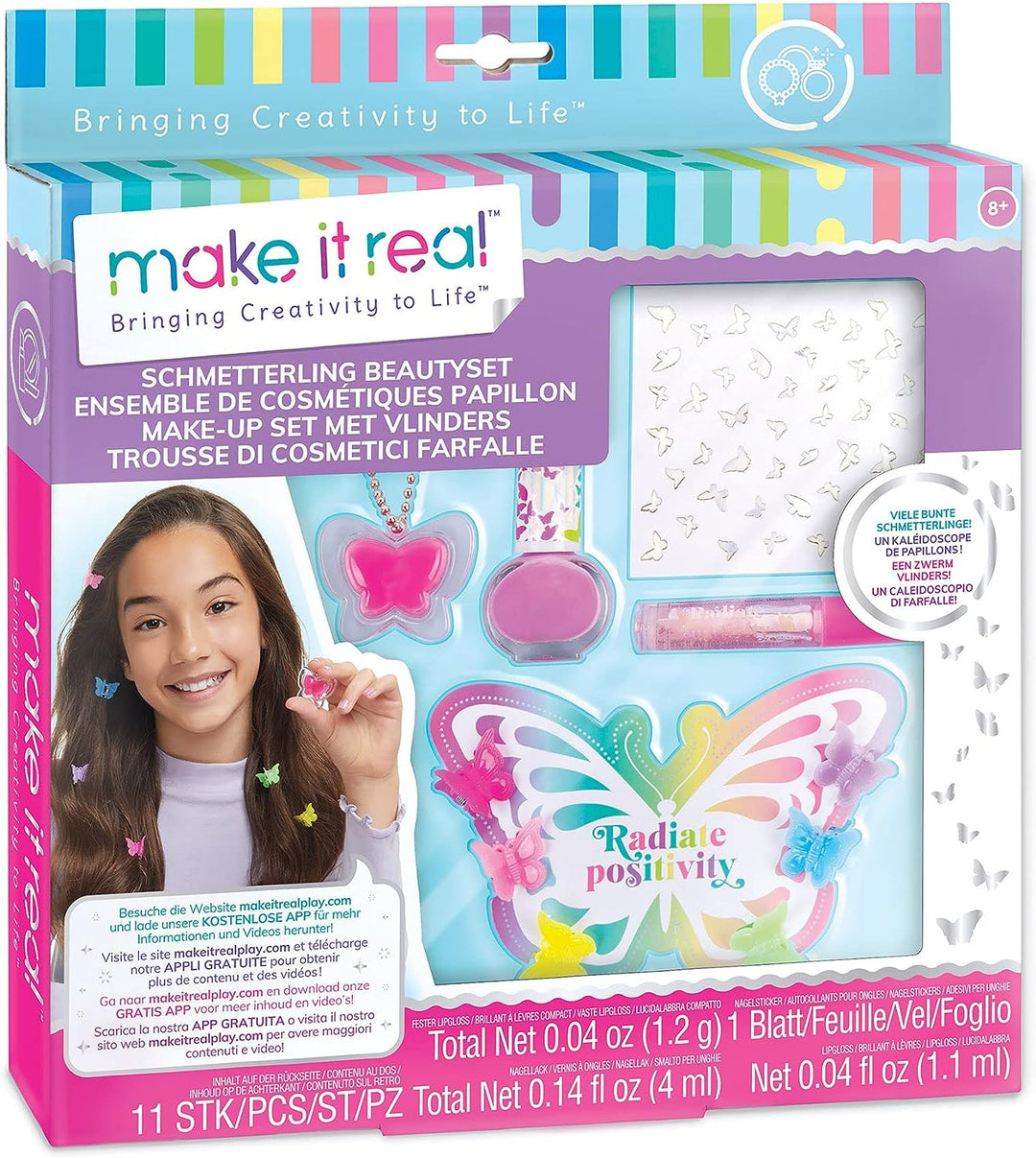 Make It Real 2902326 Butterfly Beauty Children, Make-Up Set, Cosmetic Kit