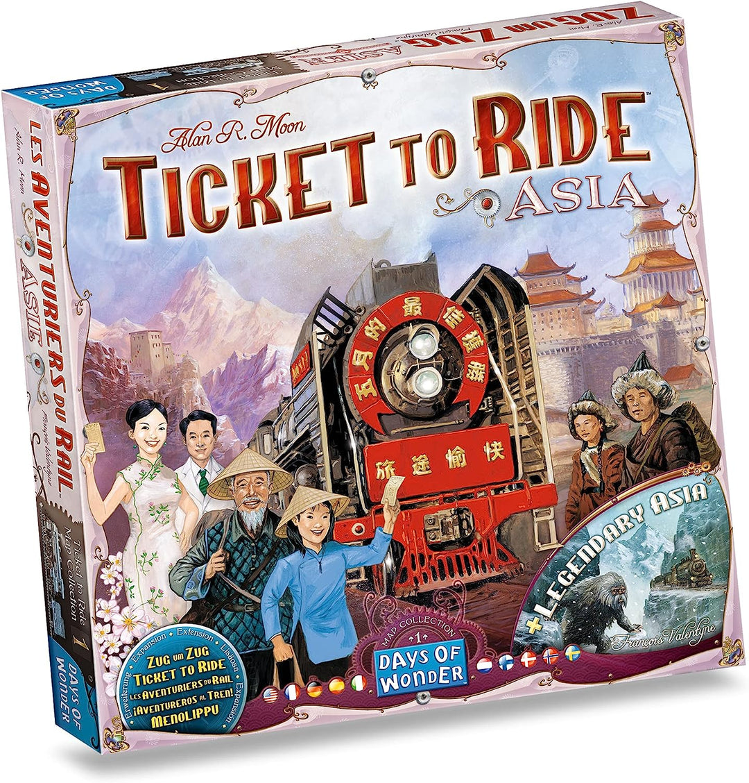 Days of Wonder | Ticket to Ride Asia Board Game EXPANSION | Ages 8+ | For 2 to 6 players | Average Playtime 30-60 Minutes