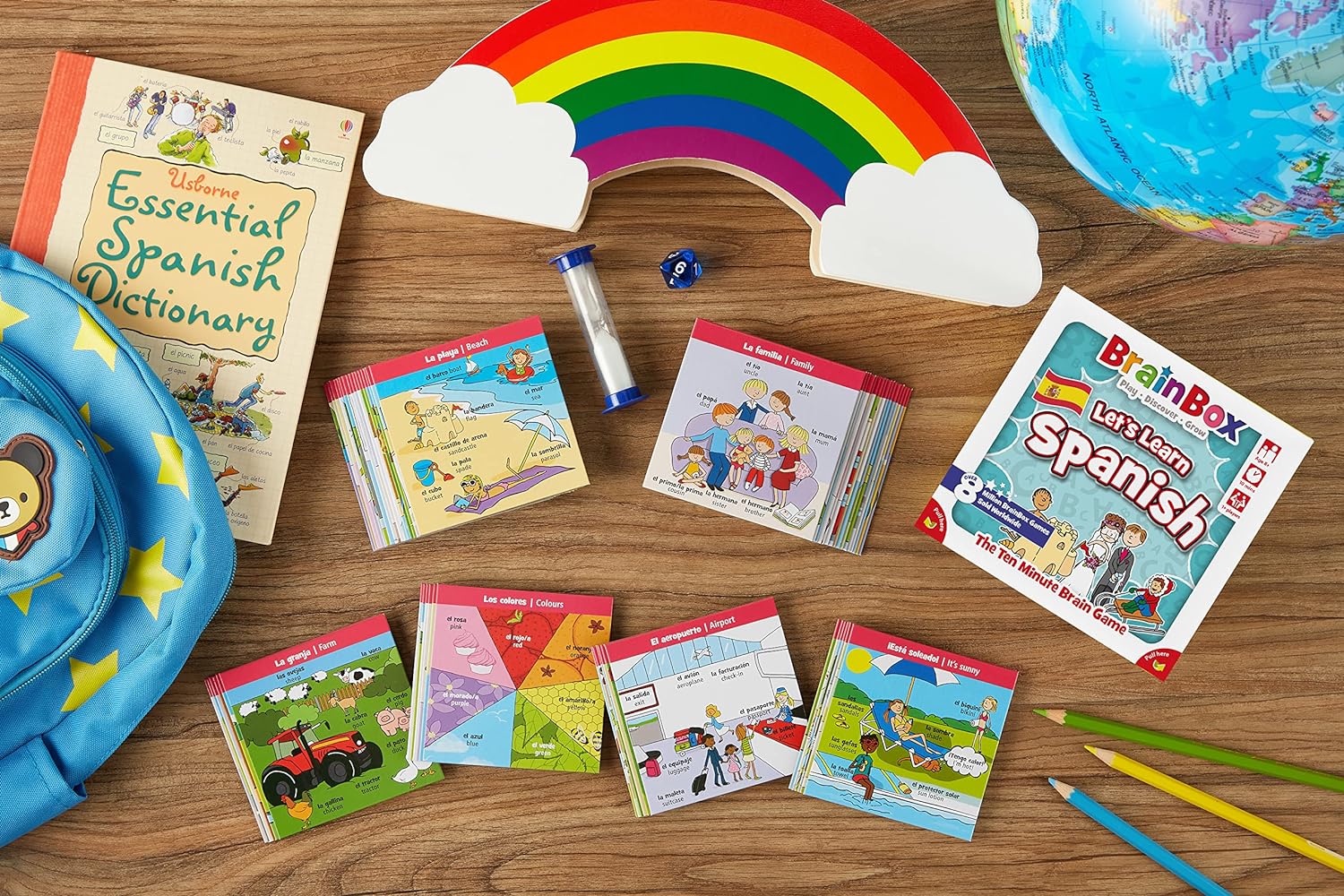 Brainbox Let's Learn Spanish Card Game for Ages 8+ | 1+ Players | 10 Minute Play