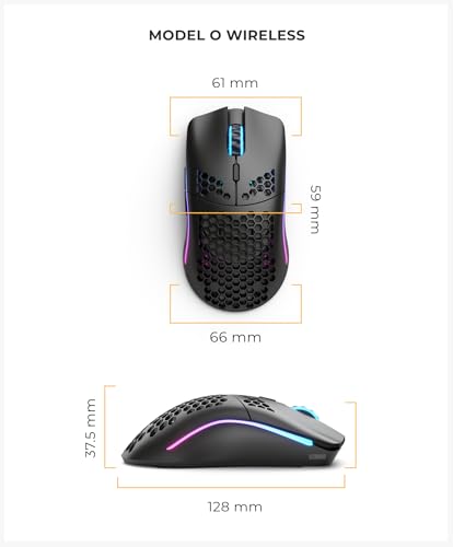 GLORIOUS Model O Wireless Gaming Mouse - 69g Superlight, Honeycomb Design, 19,000 DPI, 71H Battery, RGB, Ambidextrous, 2.4GHz Wireless - Matte Black