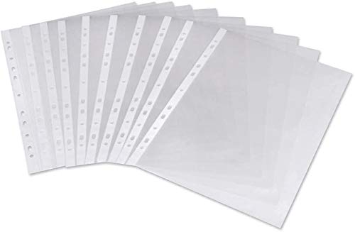 G4GADGET A4 Punched File Pockets - 50 Pack, 30 Micron, 15 Sheet Capacity, Green | Reinforced Strip 2