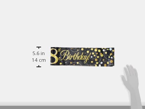 OakTree Sparkling Fizz 18th Birthday Banner | Black & Gold Holographic | 2.7m Length