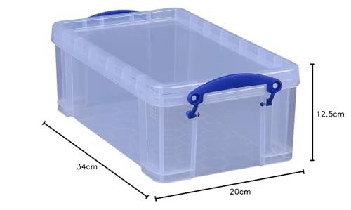 Really Useful Box - 5 Litre Transparent Stackable Storage Box with Clip Lock Lid 5