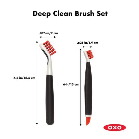 OXO Good Grips Deep Clean Brush Set - 2 Piece Set with Wiper Blade | Nylon Bristles 5