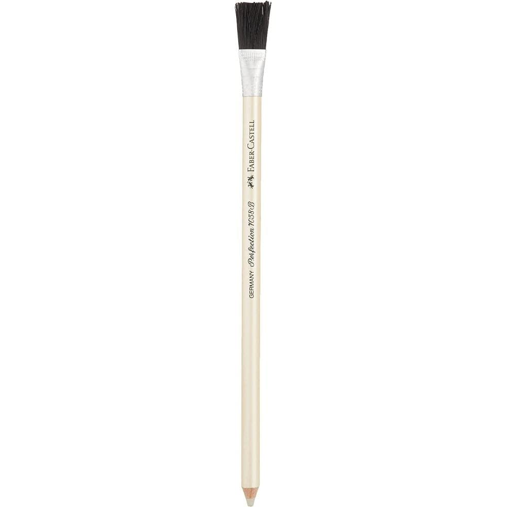 Faber-Castell Perfection Eraser Pencil with Brush - White, Latex-Free, PVC Material