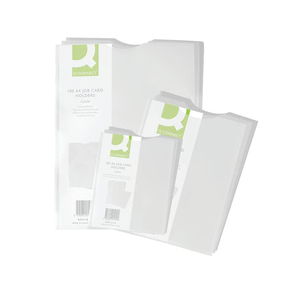 Q-Connect A5 Polypropylene Card Holders - Durable Protection | Thumb Cut-out | Pack of 100 White 2