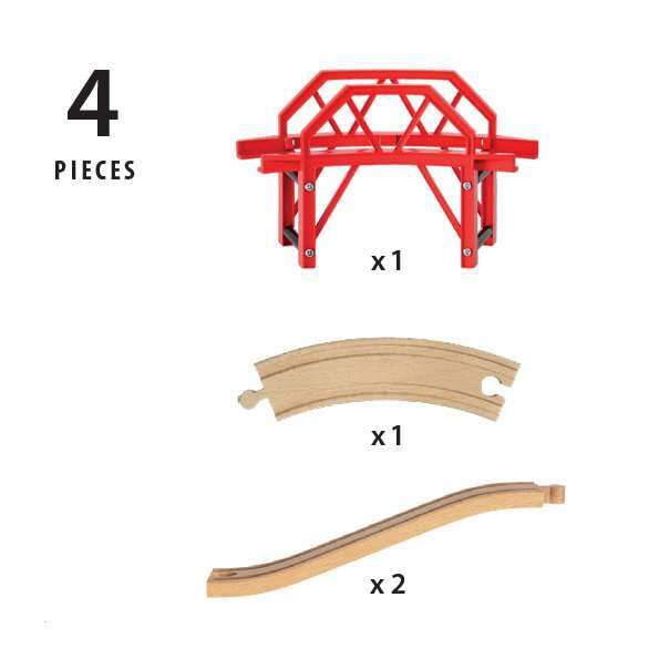 BRIO World Curved Train Bridge Wooden Railway Accessory Set for Kids 3+ 2