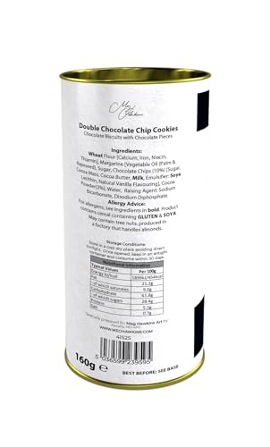 Meg Hawkins Double Chocolate Chip Cookies - Rich Taste | 160g Drum | Cow Design