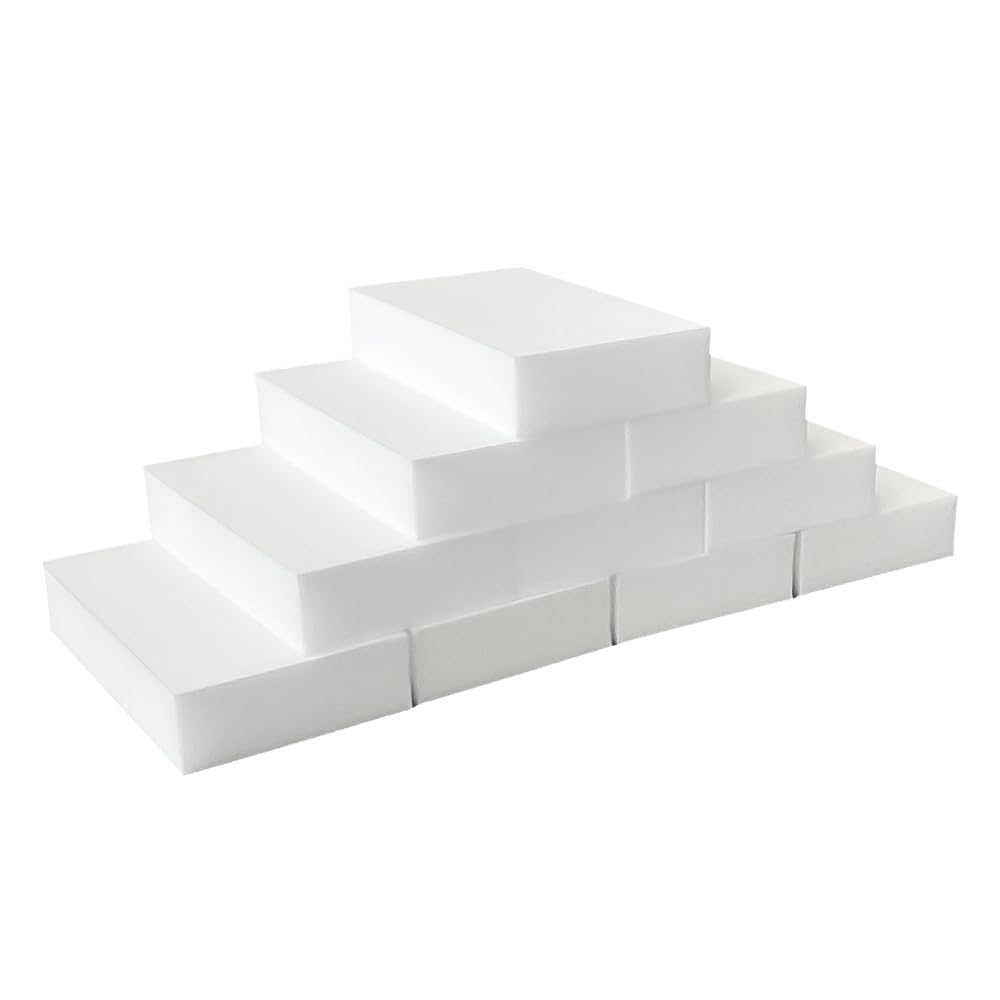 FABRIO Cleaning Eraser Sponges - Pack of 10 (3 Denser) - Melamine Foam for Kitchen, Bathroom & Home