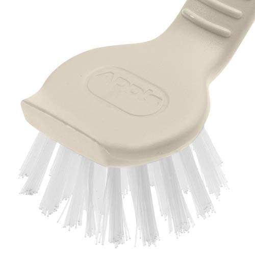 Addis Round Pot Dish Brush - Small Head for Glasses | Built-in Scraper | Linen 3