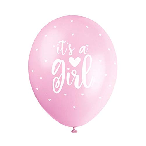 Unique It's A Girl Pink & White Latex Balloons - 30cm, Pack of 5 | Baby Shower & Gender Reveal 4