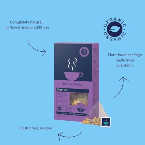 HOTTEA MAMA Night Owl Tea - Natural Sleep Supporting Herbal Tea for Women, Caffeine-Free, 15 Whole Leaf Tea Bags