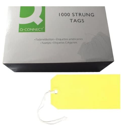 Q-Connect KF01626 Strung Tag - Yellow, 120x60mm | Pack of 1000 2