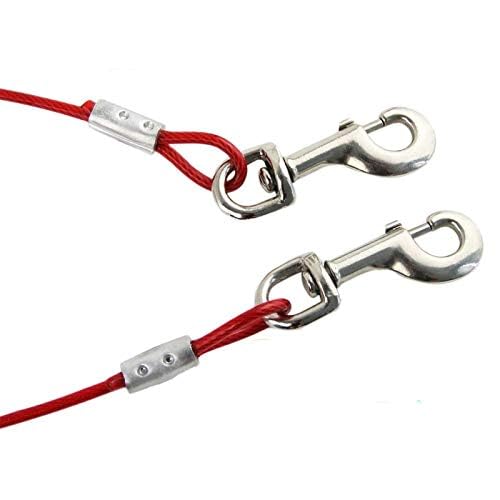 Taylor & Brown Heavy Duty Dog Tie Out Cable with Spiral Ground Stake | 5 Meters Blue/Red 8