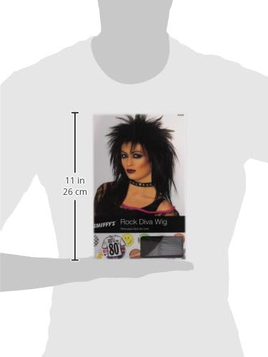 Smiffys Rock Diva Black Long Mullet Wig 2