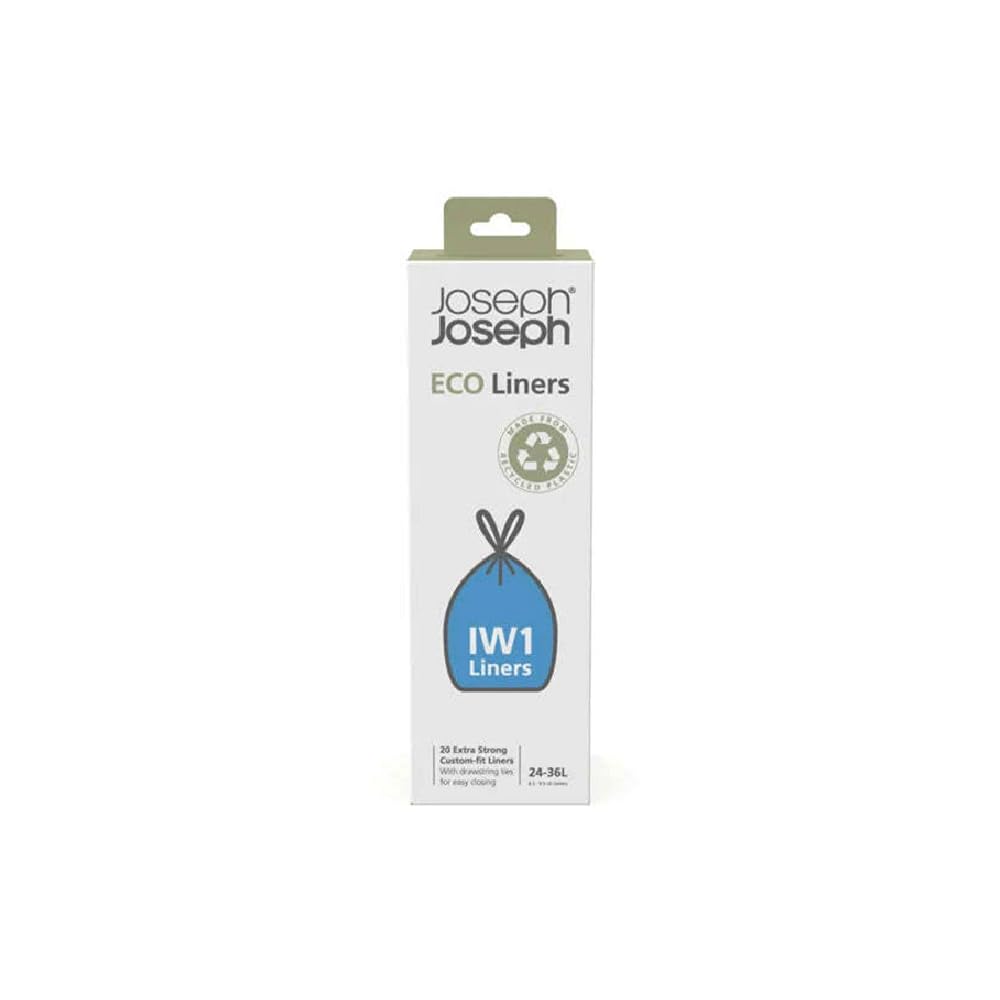 Joseph Joseph IW1 Eco Recycled Plastic Bin Liners - 24-36L Capacity | 20 Count | Black 1