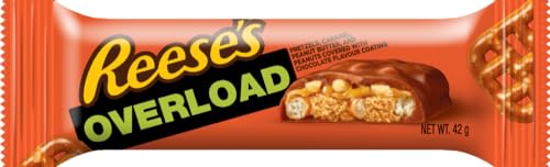 Reese's Overload Peanut Butter, Caramel & Pretzel Chocolate Bars - Pack of 18 (42g Each) 4