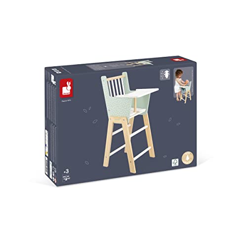 Janod Zen FSC Wood Doll Highchair Accessory for Pretend Play Toys 10