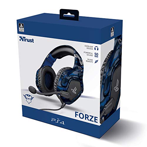 Trust Gaming GXT 488 Forze-B Officially Licensed PS4 PS5 Gaming Headset with 50mm Drivers, Foldable Mic, Blue