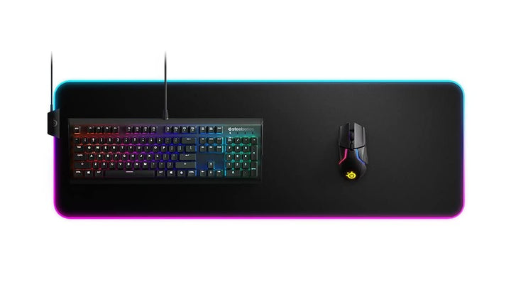 SteelSeries QcK Prism Cloth Gaming Mouse Pad - 2-Zone RGB Illumination - XL Size 900x300mm - Black + RGB