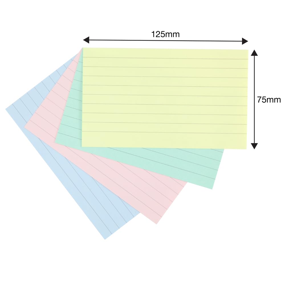 SUMMIT Index Cards - 400 Pack Lined Revision Cards | Pastel Assorted | 75 x 125 cm 2