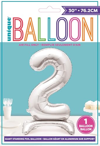 Majestic Silver Number 2 Foil Balloon - Elegant Party Decoration for Milestone Celebrations