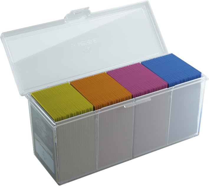 Gamegenic Fourtress 320-Card Deck Holder - Rigid Stackable Box with Lock, Clear