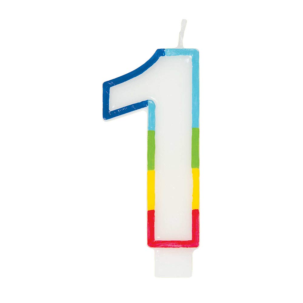Unique Rainbow Border Number 1 Birthday Candle - 7cm x 12cm 1