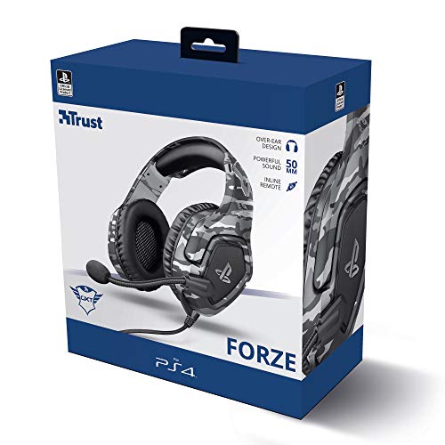 Trust GXT 488 Forze-G Gaming Headset for PS4 and PS5 – Officially Licensed with 50mm Drivers, Foldable Mic, Inline Remote, Grey