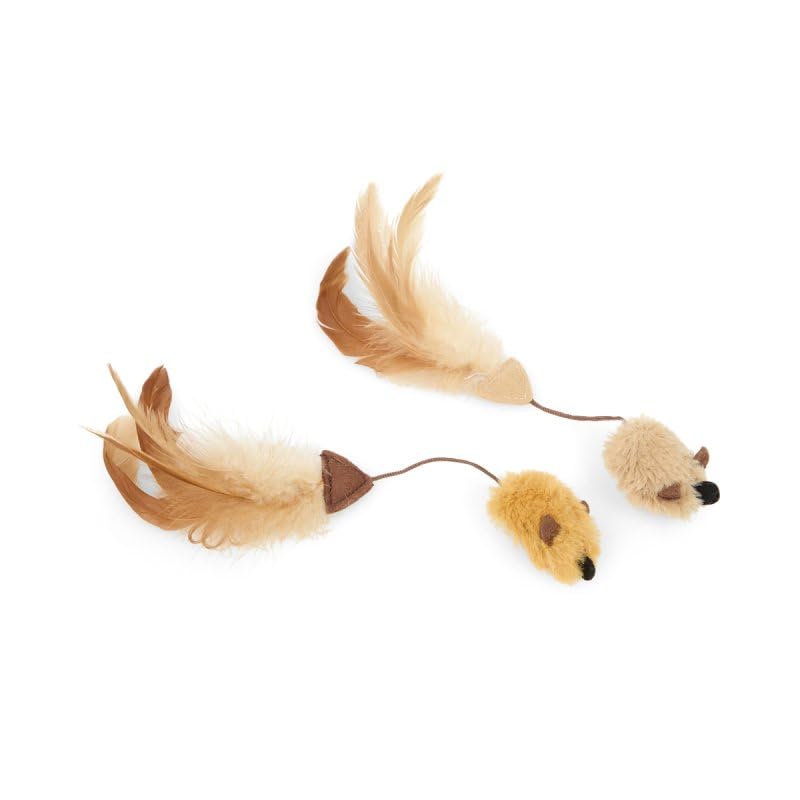 Petface Feather Tail Mice Cat Toys - Pack of 2 | Catnip Scented | Lightweight 1