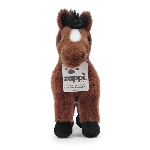 Zappi Co Chris the Dark Brown Horse Plush Toy - Soft Stuffed Animal | 25 cm Size | Recycled Filling