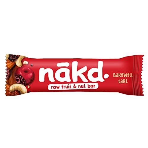 Nakd Bakewell Tart Natural Fruit & Nut Bars - Vegan, Gluten Free, No Added Sugar - 35g x 18